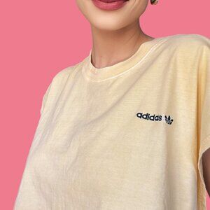 ADIDAS ORIGINALS Large Logo Embroidere Yellow Muscle Cropped Tee (NEW WITH TAGS)